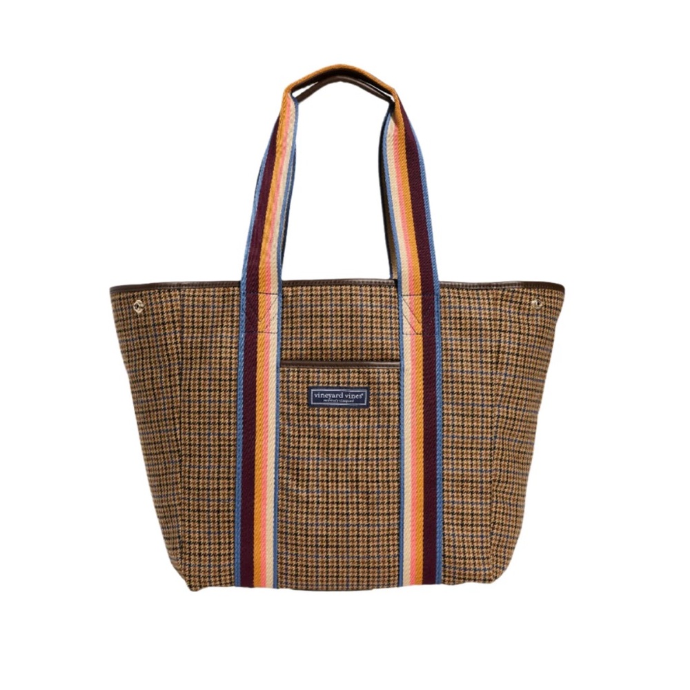 vineyard vines tweed snap gussett medium tote bag, Limited edition